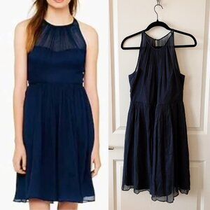 J.Crew Dress Navy Blue Silk Chiffon Megan Dress